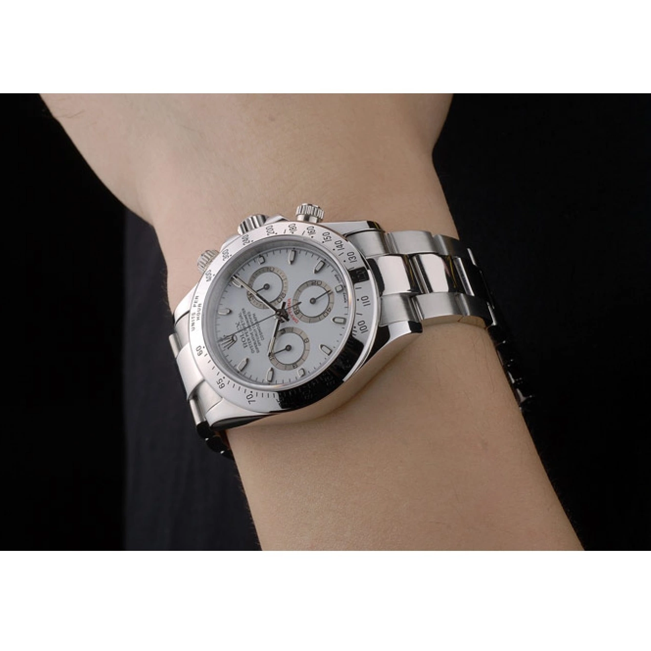 Aaa replica White Daytona 80297 Swiss Rolex Stainless Dial Steel Bracelet 0715